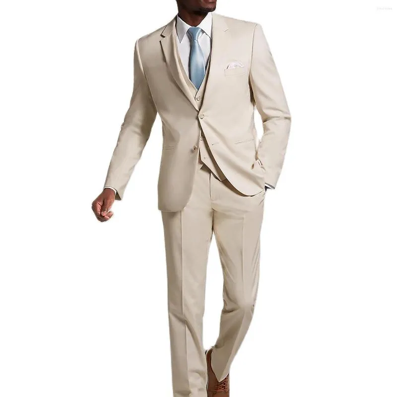 Trajes de hombre con solapa de muesca, traje de hombre a la moda hecho a medida para hombre, chaqueta de boda para novio guapo, ropa para cita, 3 piezas ajustadas