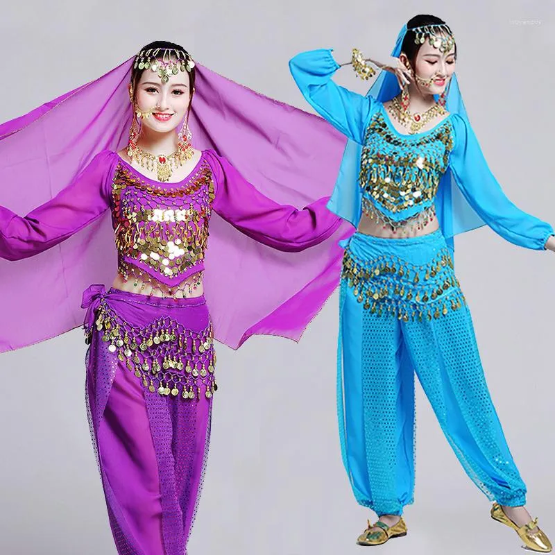 Ropa de escenario, ropa de baile de la India Oriental, traje, pantalón  superior, traje de danza del vientre para mujer, ropa de Bollywood para  mujer