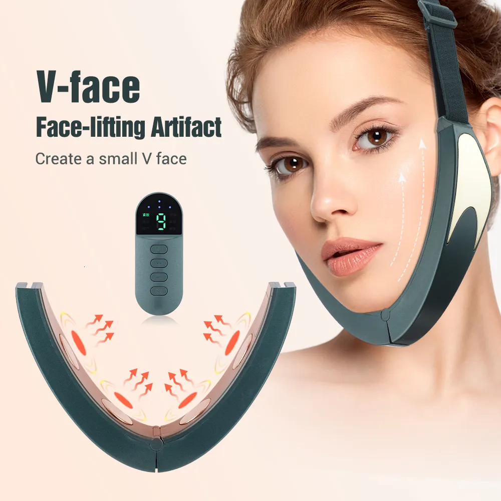 Massager twarzy mikrokrąd Vface urządzenie do podnoszenia twarzy 6Mode Ogrzewana skóra odmładzanie podwójne podbródka V Wibracje twarzy Massager Wireless Zdalne Contro 230320