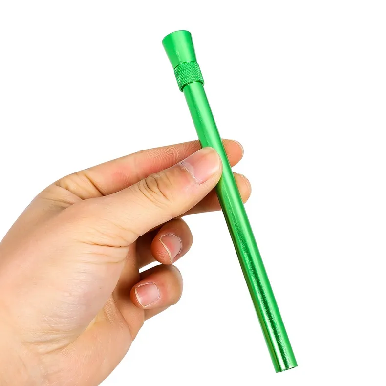 Dernier Coloré Fumer En Aluminium Portable Herbe Sèche Tabac Preroll Corne Porte-Cigarette Pipe À Eau Filtre Bong Down Tige DownStem Bol Narguilé Shisha DHL