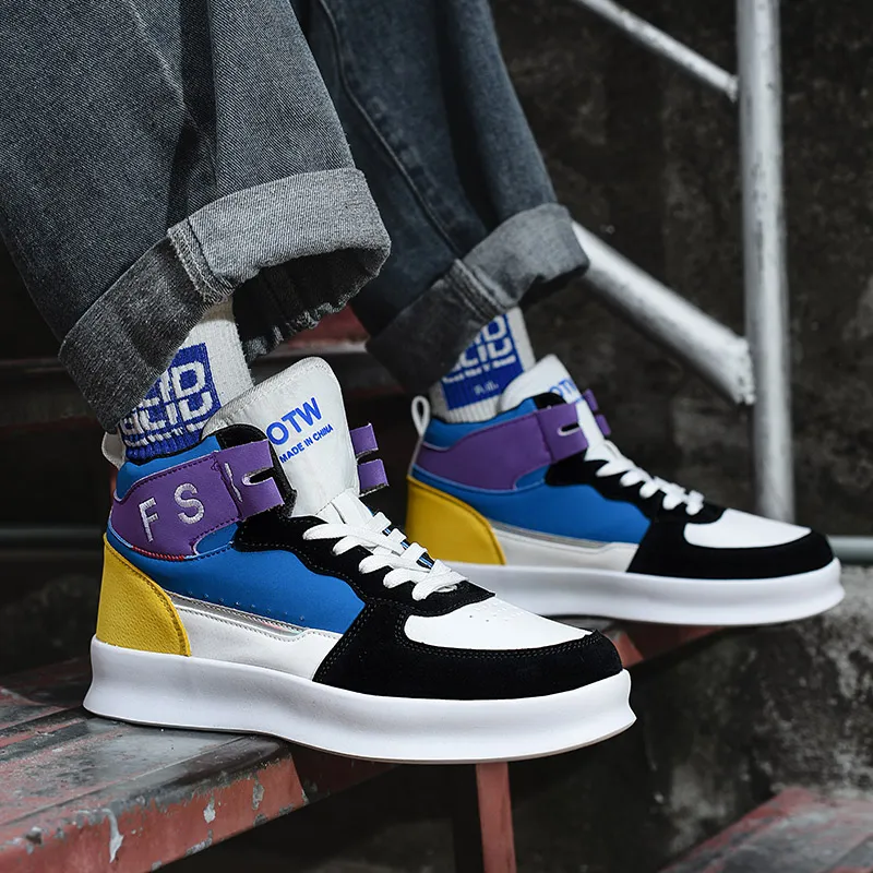 2023 Fashion Mens High Top Sneakers Retro Platform Trainers Men Hip Hop Streetwear Canvas Men Designer Casual Sneakers