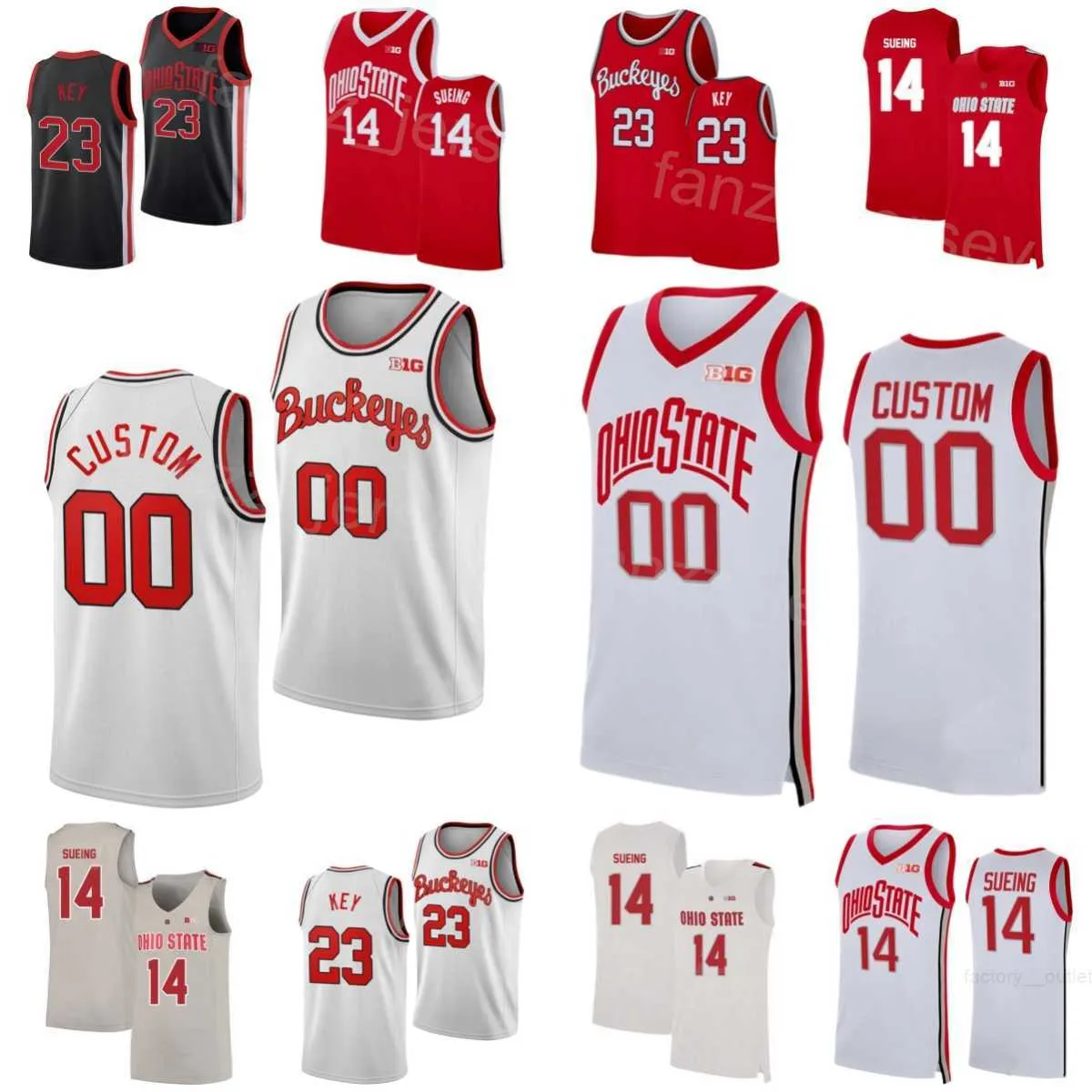 College Basketball 10 Brice Sensabaugh Maglie Ohio State Buckeyes 14 Justice Sueing 23 Zed Key 2 Bruce Thornton Sean McNeil 13 Isaac Likekele Cucita Uomo Bambini NCAA