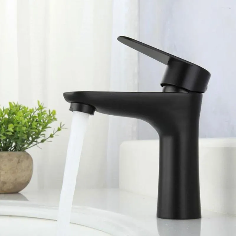 Bathroom Sink Faucets Black Basin Faucet Deck Mounted Cold Water Mixer Taps Lavatory Stainless Steel Tap