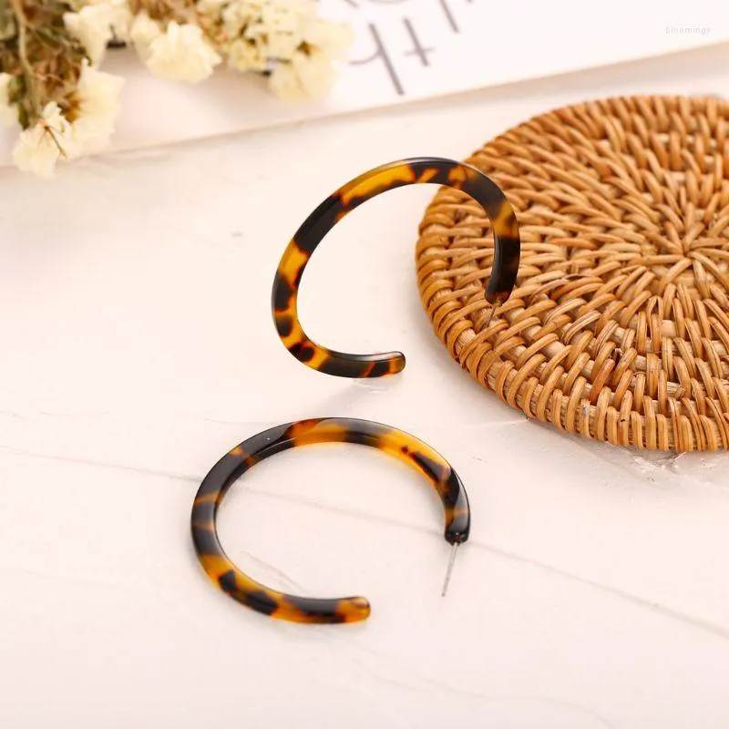 Stud Earrings Acrylic Marbled Earring Leopard Round Hoop Women Tortoise Shell Jewelry