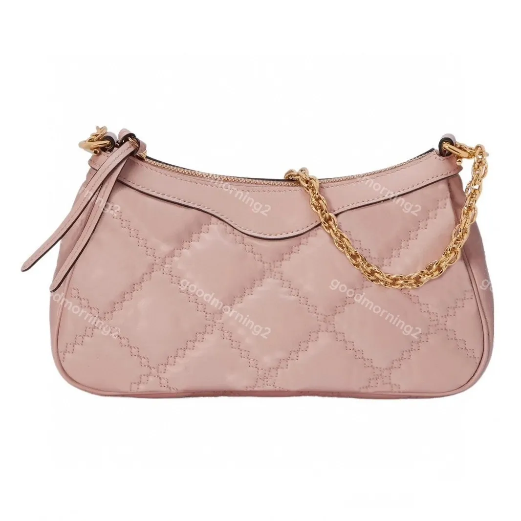 2023 Fashion Pink Women s Shoulder Bag French Stick Long Wallet Sweet Ladies Chain handbags Tote Purse Zipper Underarm Bags Leather Embroidery Stitch