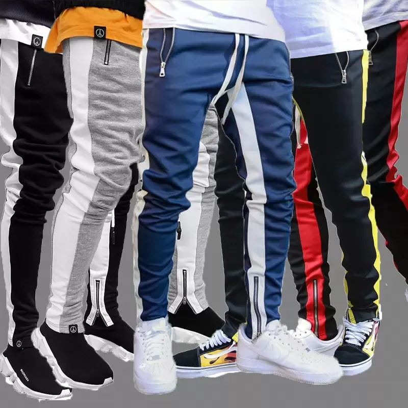 QNPQYX New Men's Non-Denim Pants Athletic Fit Fit Sports Respusts مع أزياء الهيب هوب المخططة للياقة البدنية وملابس الشارع | بانتالون هوم