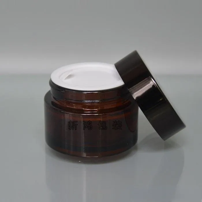 Upmarket Cosmetic Packaging Container Screw Cap 20g Amber Glass Cream Jar Cosmetic Sample Jar Eye shadow Pot Amber Glass Bottle Can