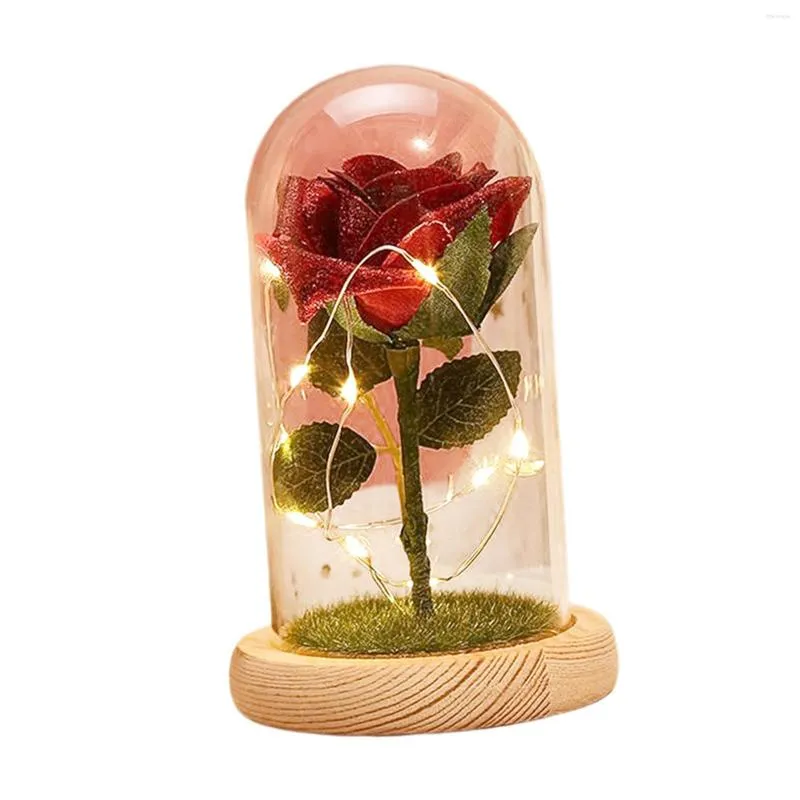 Decoratieve bloemen verlichten Rose Floral Crafts gesimuleerde ornamenten voor verjaardagshome decoratie vriendin