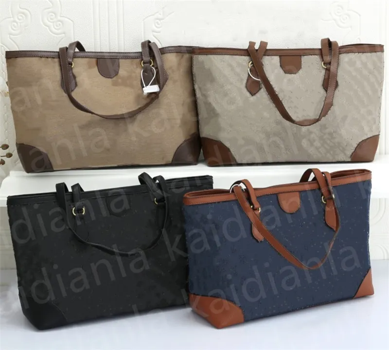 Kvinnor handväska bruna tygväskor shopping väska axel crossbody purse mode läder stor kapacitet klassiska brevkopplingar