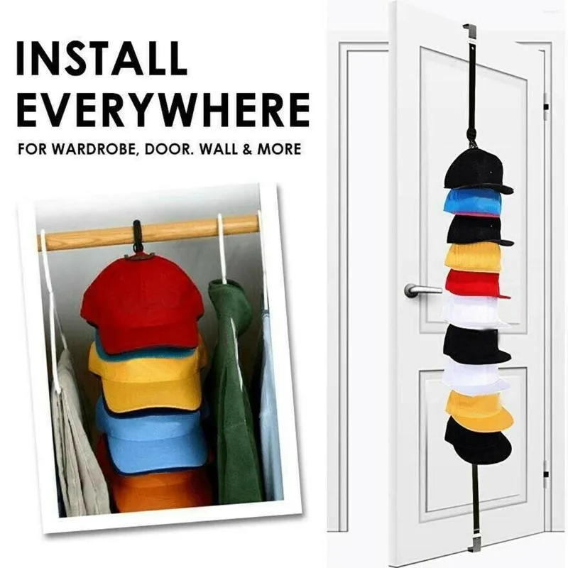 Hooks Adjustable Seamless Over Door Hook Rope Top Hanging Hat Baseball Cap Rack Holder Organizer Clothing Convenient Accessories Hanger From Bobogirlss 8.5 DHgate.Com
