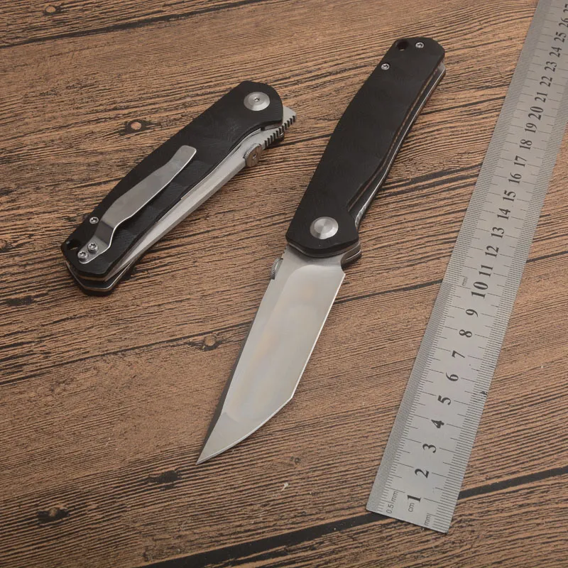 1 pièces couteau pliant de poche D2 Satin Tanto Point lame CNC G10/tôle d'acier inoxydable poignée roulement à billes Camping en plein air randonnée pêche EDC couteaux