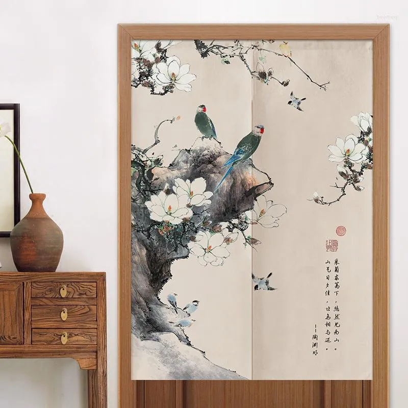 カーテン中国の花と鳥のドアリビングルームの寝室半分ノレン日本の入り口風水