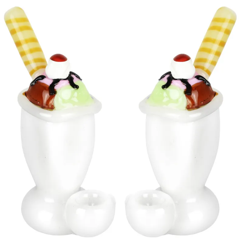 Vintage Ice Cream Dessert Bong en verre Pipe à fumer Qualité narguilé bong Vente directe d'usine originale peut mettre le logo du client par DHL UPS CNE