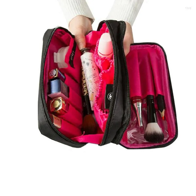 Bolsas de cosméticos temperamento portátil preto multifuncional com zíper duplo fêmea de viagem de viagem dupla feminina Lavagem masculina CZ221