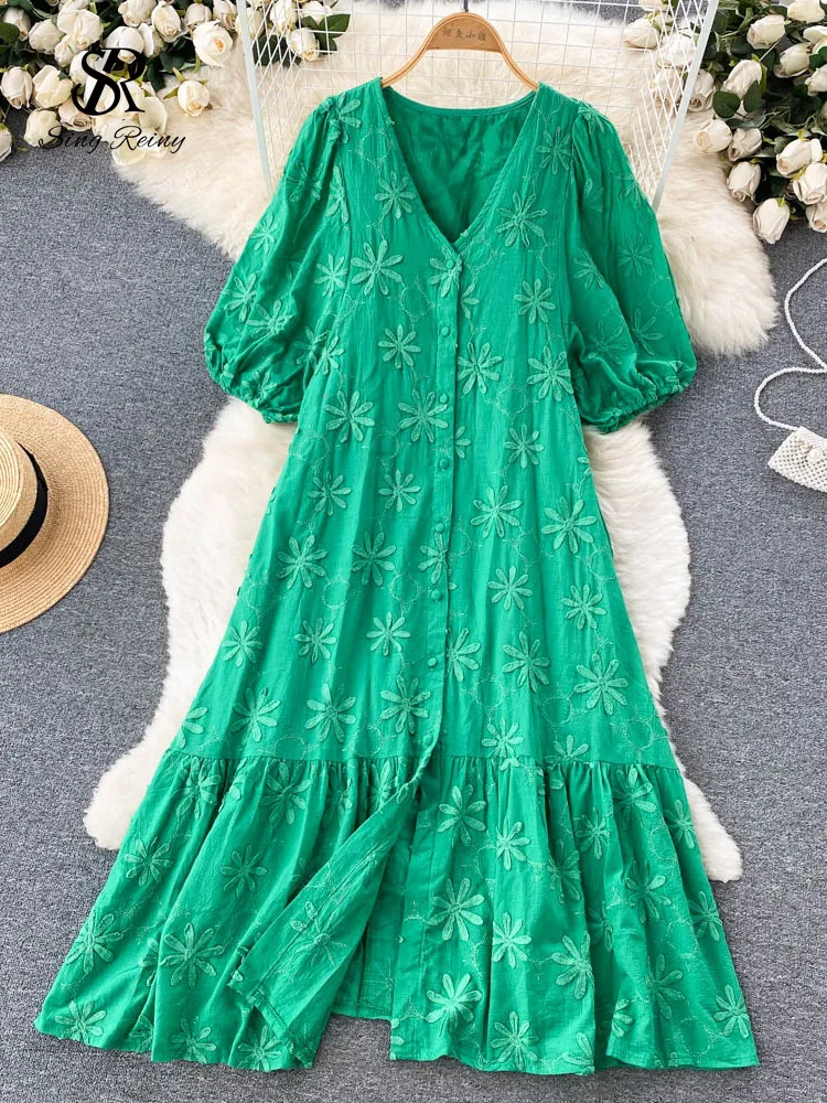 Casual Dresses SINGREINY Embroidary Solid Women Chic... From Kong04, $24.72 