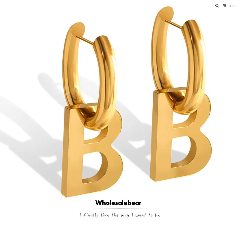 Mode Frauen B Charms Ohrstecker geometrische Silber Gold Qualität Edelstahl Ohrring Schmuck Silber Gold Farbe