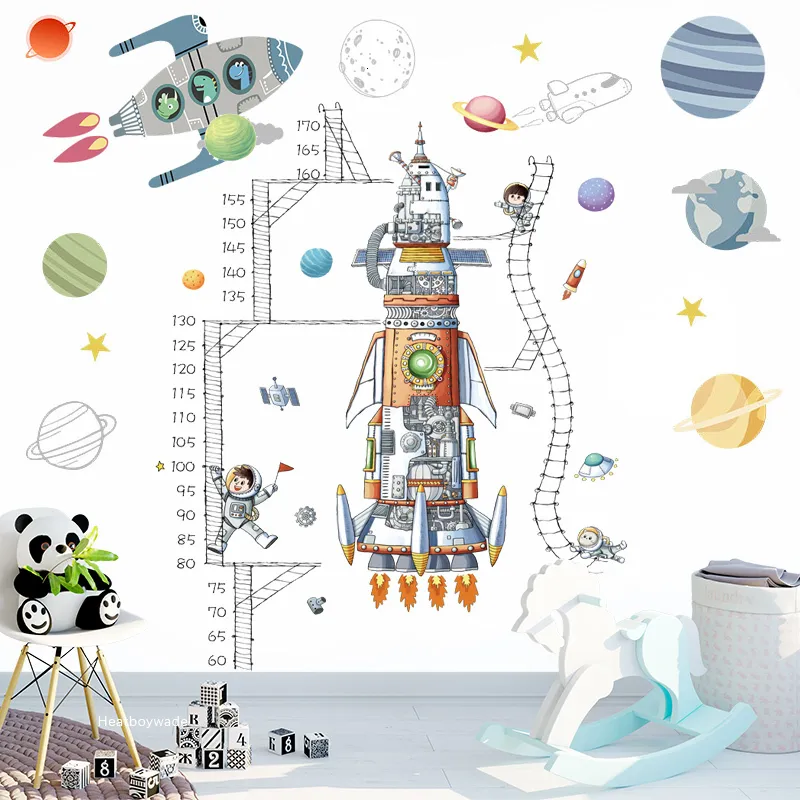 Muurstickers 21Styles Space Rocket voor kinderen kinderkamer decor cartoon astronaut verwijderbare PVC -stickers huizendecoratie 230321