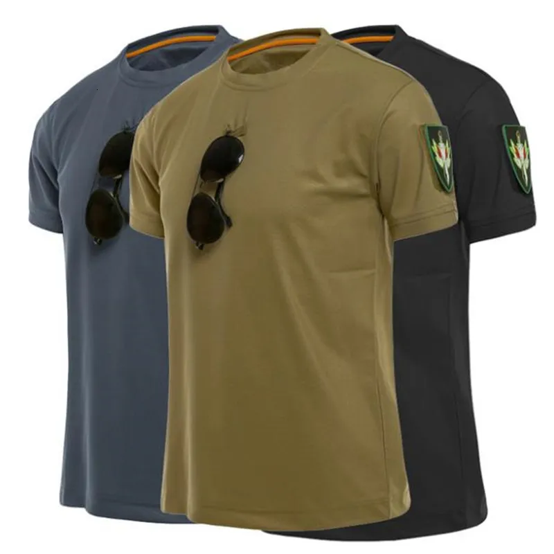 Heren t-shirts Men Militair tactisch T-shirt Outdoor Snel droge korte mouw Sport Tops Mannelijk shirt Wandel training T-shirt Tee Cheam Cotton T-shirt 230321