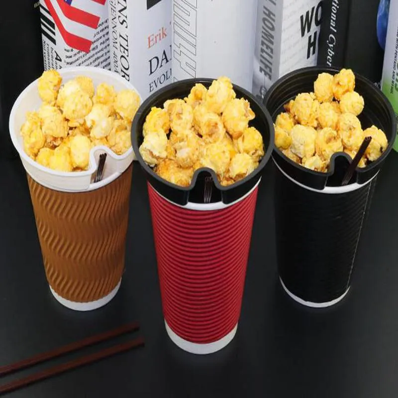 500st Snack Cup Holder Creative Fried Chicken Fries Fries Popcorn Cups Holder Disponable Cold Drink Milk Tea Plastic Tray