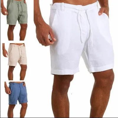 Pantalones cortos para hombres Pantalones cortos para hombres pantalones cortos casuales Pantalones cortos de sudor de moda Pantalones cortos de lino de color sólido para hombre Pantalones cortos de lino transpirables de playa de verano para hombre 230321