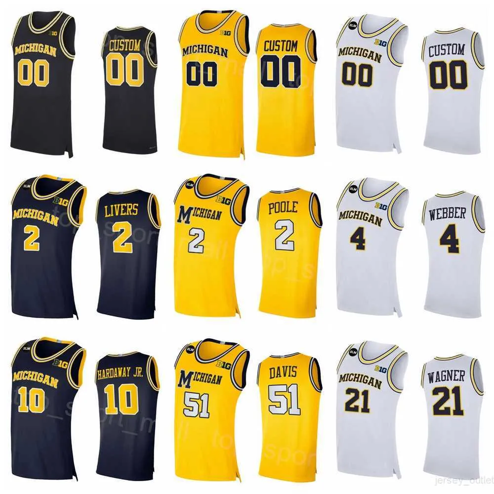 Wolverines 51 Austin Davis Maglie College Basketball 4 Chris Webber 41 Glen Rice 25 Juwan Howard 2 Isaiah Livers 10 Tim Hardaway Jr 3 Trey Burke 5 Jalen Rose Stitch NCAA