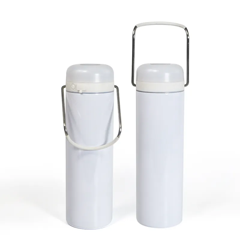 US warehouse Sublimation Skinny Tumblers with lamp lid carrying handle tem-display blank white Stainless steel outdoor camping tumbler coffee cup water bottle