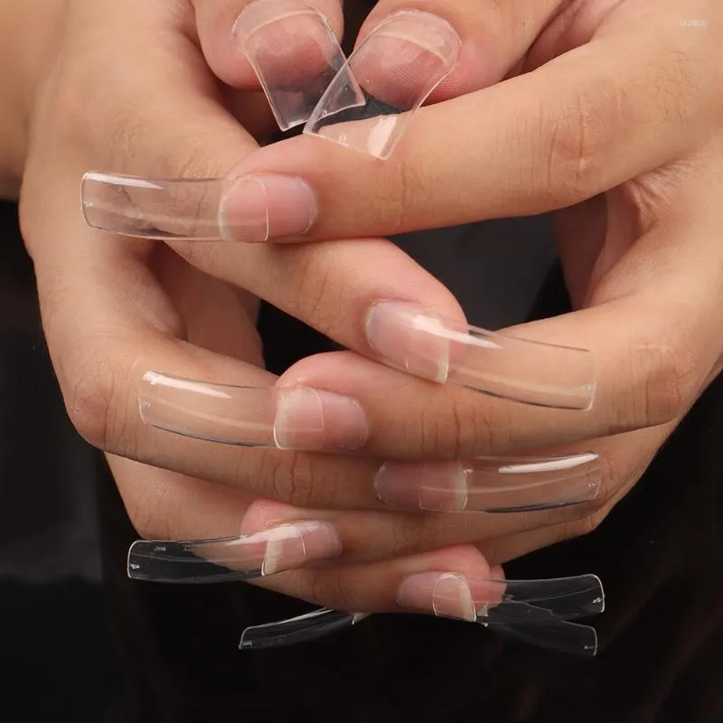 False Nails Fingerqueen 500Pcs Transparent Half Cover Artificial Fake Square Nail Art UV Gel Tips For Professional