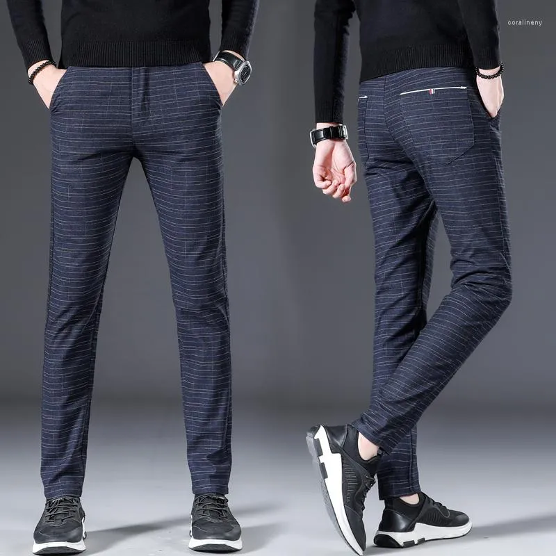 Męskie spodnie MantlConx 2023 Męski biznes mody męskiej Mężczyzna proste w kratę spodnie formalne plus duży rozmiar 28-38