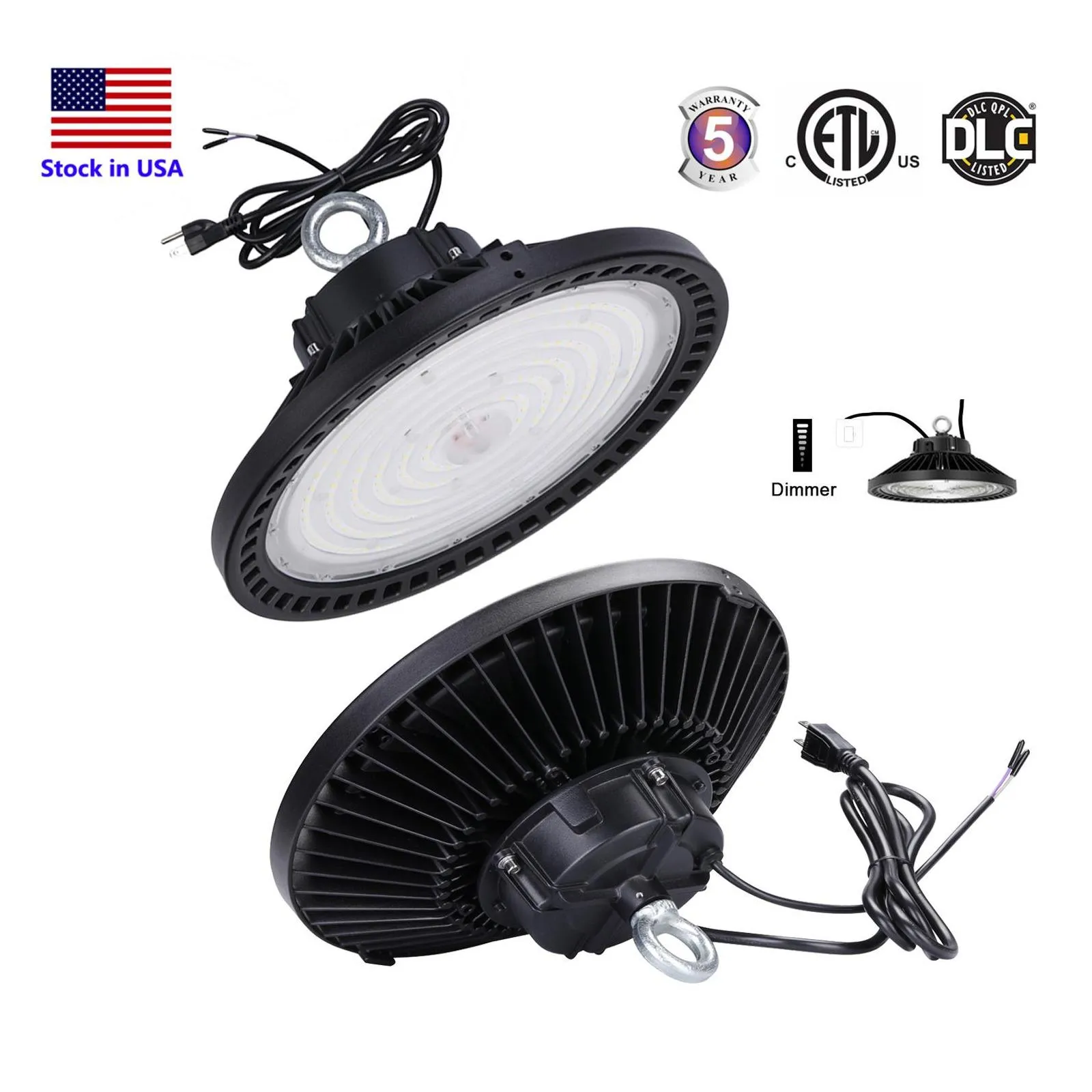 High Bay ETL DLC UFO LED LED 100W 150W 200W 240W Przemysłowe Oświetlenie Garaż Lampa Wystawa HighBay Light Drop Dhayr Dhayr