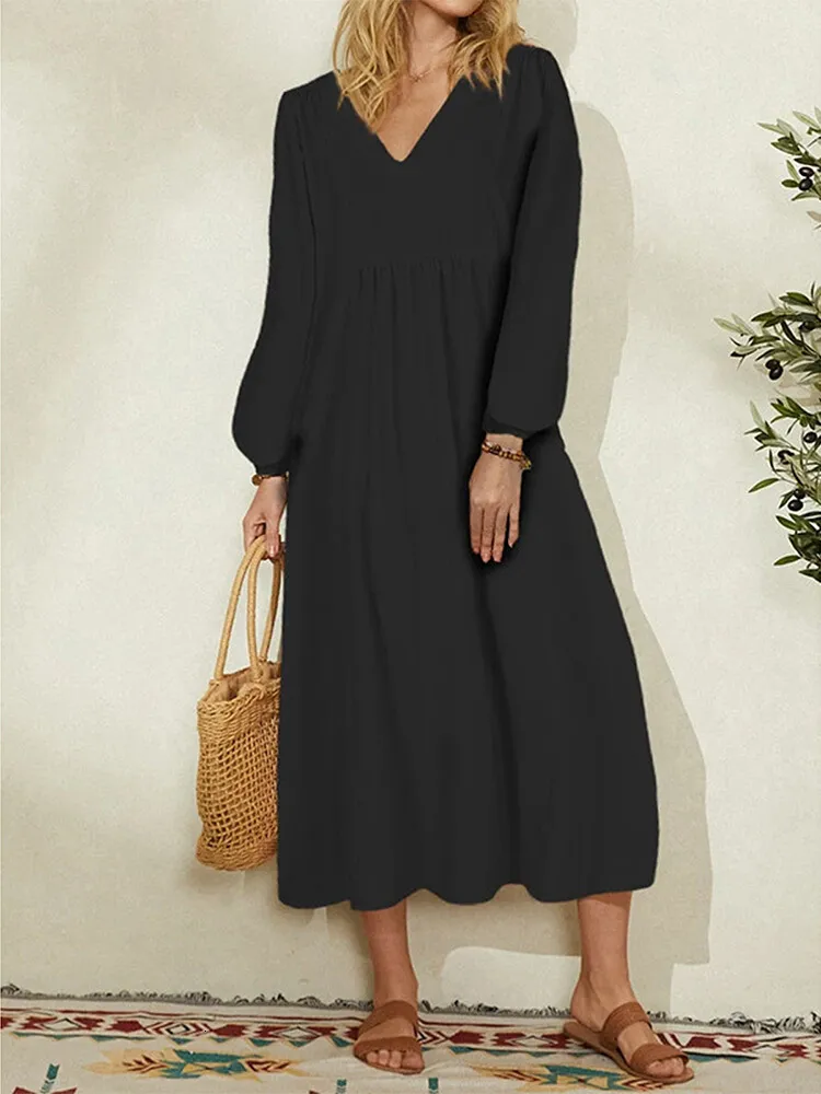 long cotton casual dresses Tee Dress