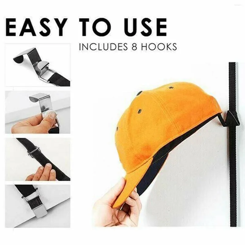 Adjustable Over the Door Hook Rope Hanger for Hats Caps Scarves and Clothing Tidy Storage Solution