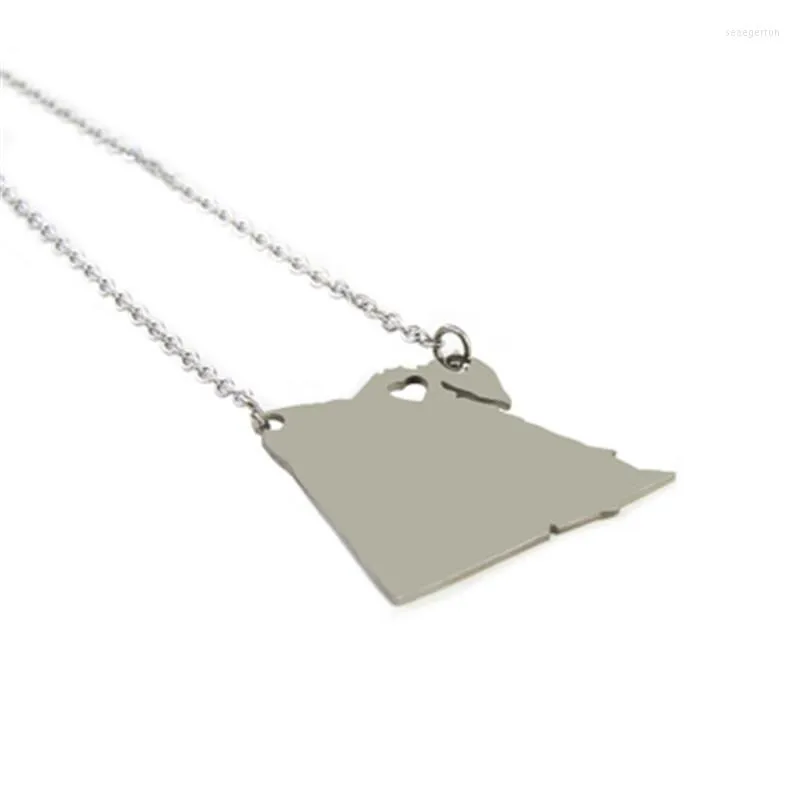 Pendentif Colliers Simple En Acier Inoxydable Egypte Carte Collier Usine En Gros Bijoux Du Monde Pour Les Femmes Arabes