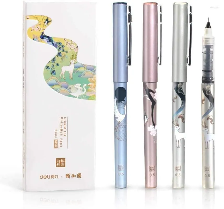 Paket Siyah Yuvarlanma Top Pens Premium ince nokta 0.5mm sıvı mürekkep hızlı kuru smear kanaması yok