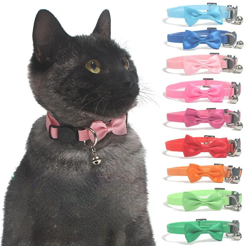 Colliers pour chiens Mode Pet Bow Collier Nylon Sangle Multicolore Réglable Avec Clochettes Bijoux Chat Boucle De Sécurité 9 Couleur Cou Ceinture