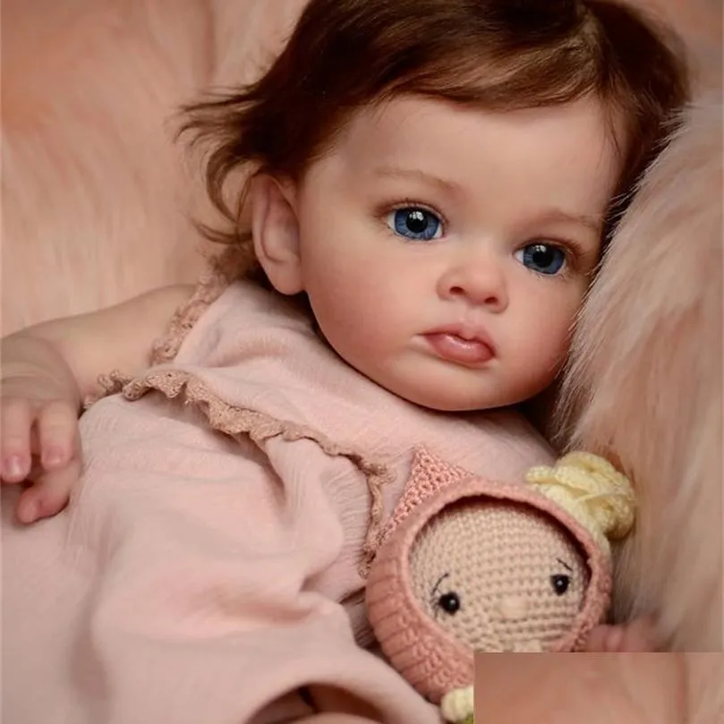 인형 NPK 60cm 완성 된 재건 유아 소녀 인형 핸드 페인트 고품질 3D 피부 mtiple 레이어 그림 보이는 정맥 220505 D DHQ6W