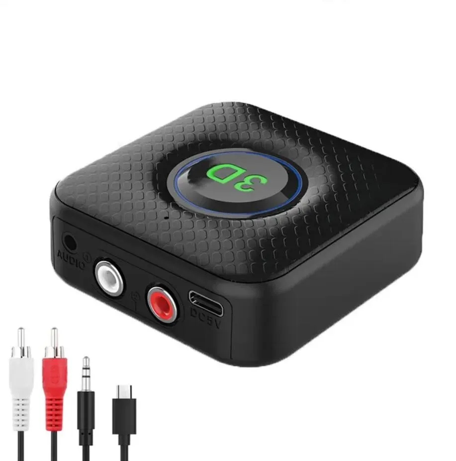 Bluetooth Sender Audio Empfänger BT 5.0 Wireless Adapter 3,5 mm AUX Kabel 2  in 1