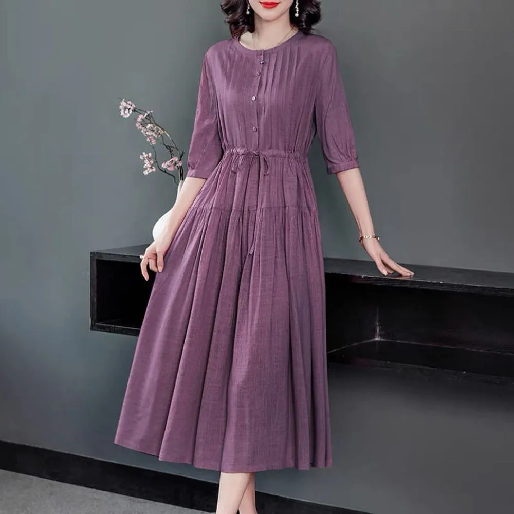 Robes Décontractées Printemps Été Vintage Français Longue Robe De Soirée Unif Longues Femmes Casual Dresse Robe Coréenne Chic Vêtements Haute Coton Lin Robes 230321