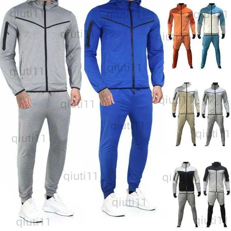 Survêtements pour hommes Combinaison de sport Thin Tech Fleece Hommes Survêtement Designer Sweat Suit Ensemble de deux pièces Pantalon de survêtement de sport avec capuche à manches longues pour le printemps Autum Gicp T230321