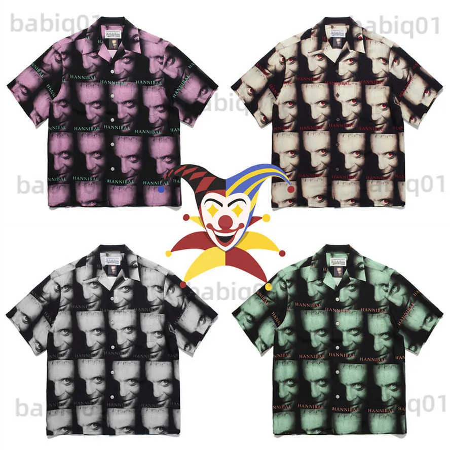 Camisas casuales para hombres WACKO MARIA Camisa Hombres Mujeres Retrato Impresión WACKO MARIA Hawaii Camisas Tee harajuku camisa T230321