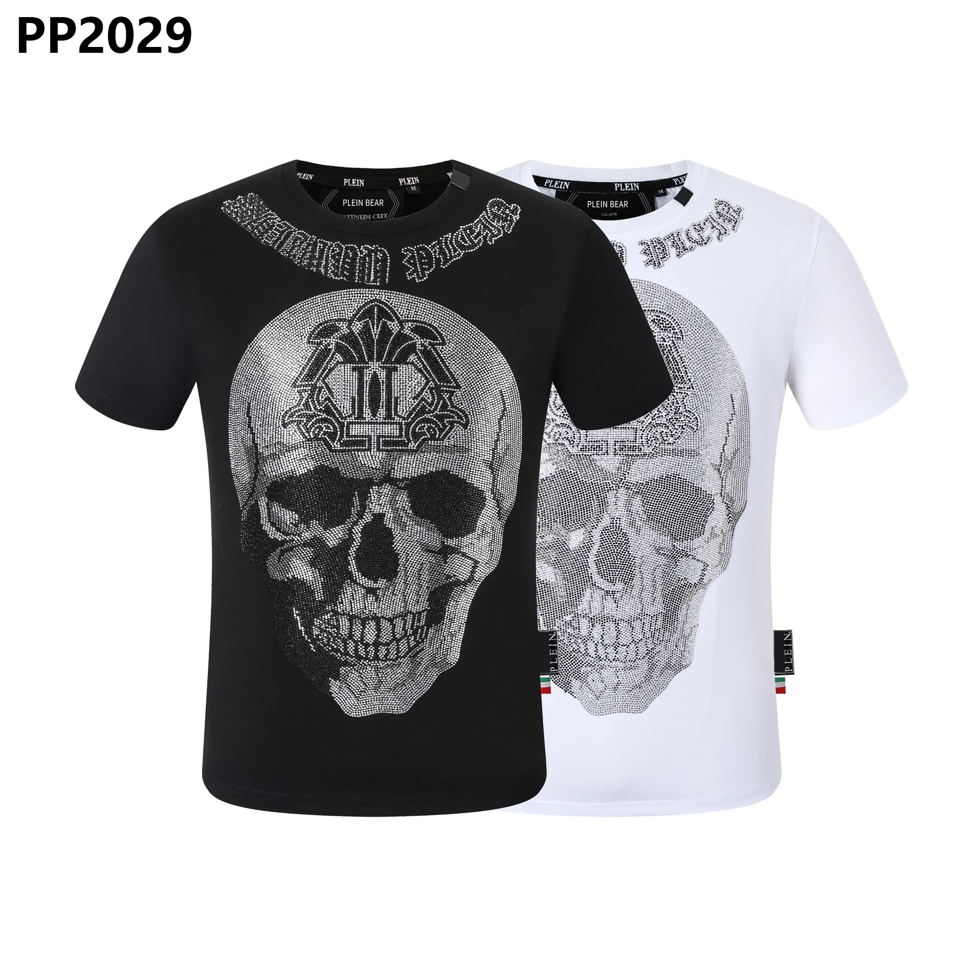 PLEIN BEAR T SHIRT Mens Designer Tshirts Marque Vêtements Strass PP Crâne Hommes T-SHIRT COL ROND SS GOTHIC BANNER PLEIN AVEC CRISTAUX Tshirt Top Tees 161701