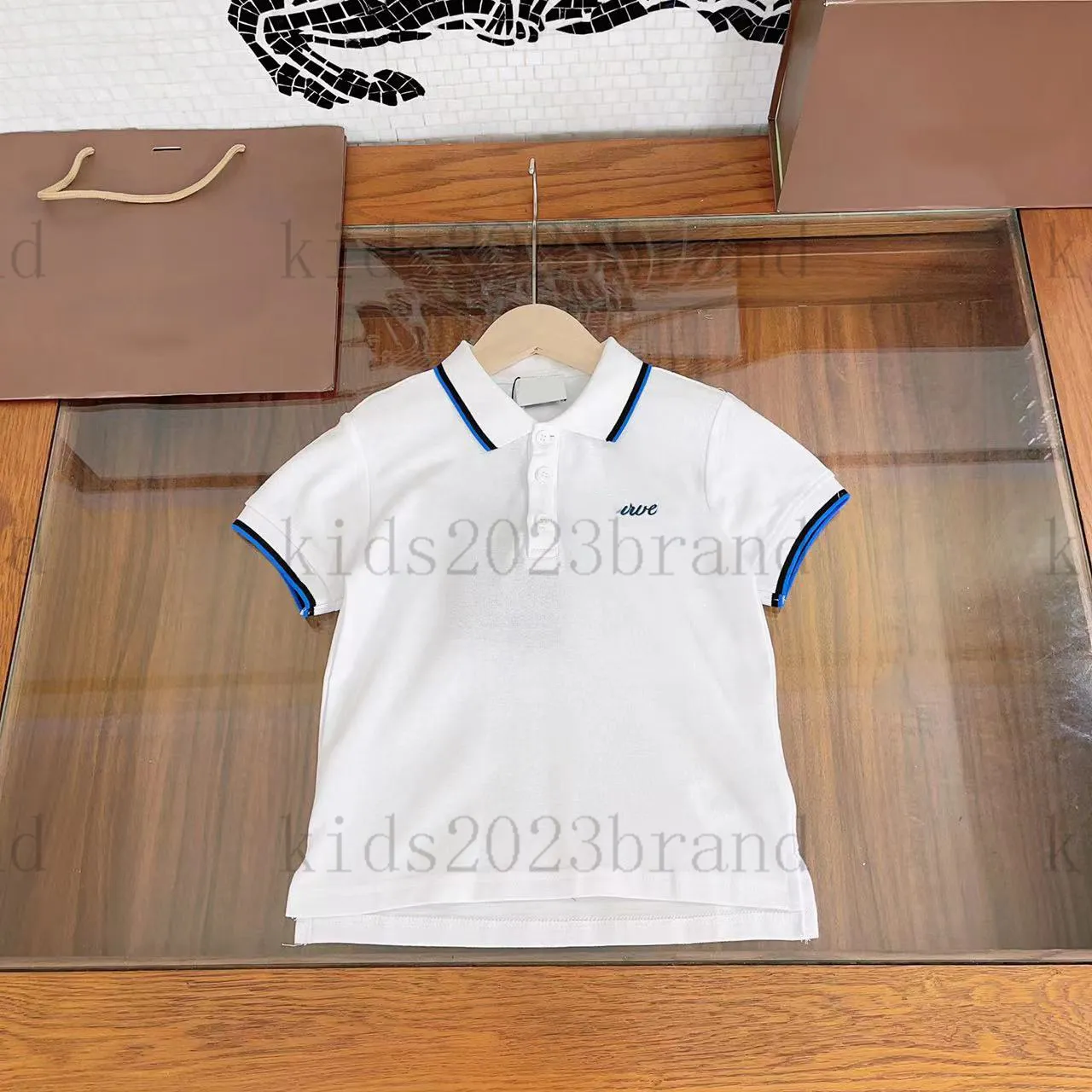 2024 Boys Organic Cotton Polo T Shirts Kids Designer Tees Eco Friendly Bear Print Short Sleeve Preppy Style Tops