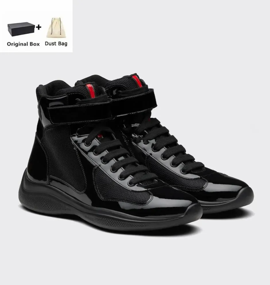 Top Designer Men Americas Cup High-top Sneakers Shoes Bike Fabric Charol Runner Sports Comfort Outdoor Casual Wakeing EU38-46 Box