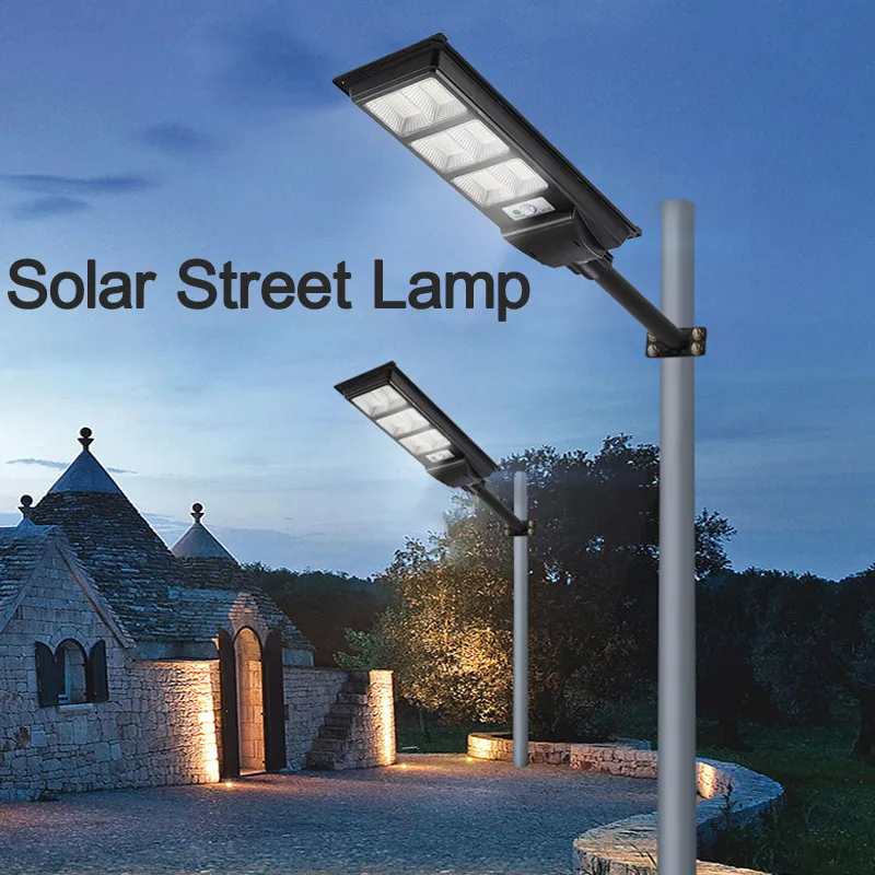 Lampadaires solaires d'extérieur 500W avec détecteur de mouvement, lumière  solaire du crépuscule à l'aube