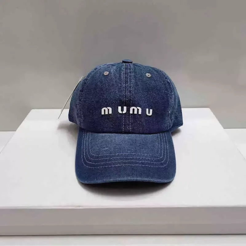 MIU Denim Baseball Cap for Women, Hip Hop Hat with Letter