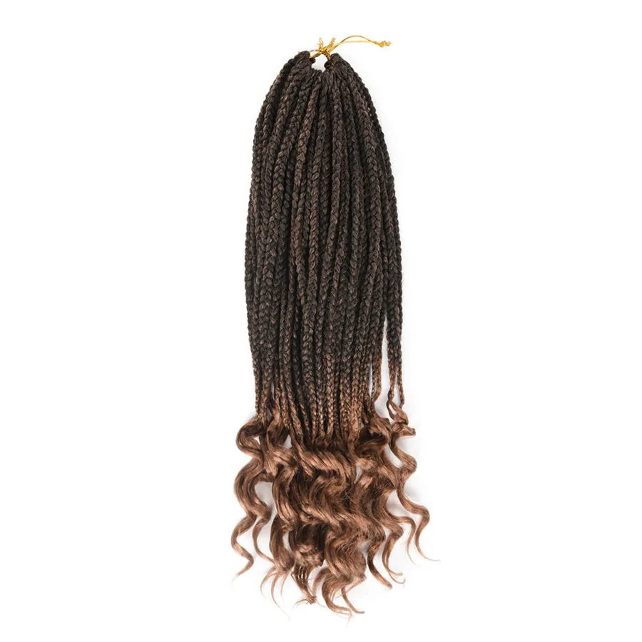 24 tum Curly End 3D Split Box flätor Hår Jumbo Twist Crochet Syntetiskt Braid Hair