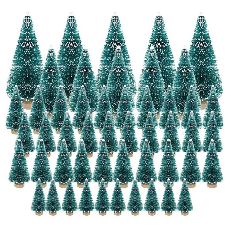 Objetos decorativos Figuras 50pcs Miniatura Artificial Artificial Árvore de Natal Pequenas Árvores de Gelo Frostão Diy Diy Crafts 230320