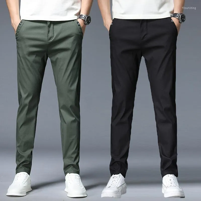 Мужские брюки повседневные мужчины весна лето Slim Fit Business Made Commory Bonders Solid Classic Straight Seview Pnts Pnts
