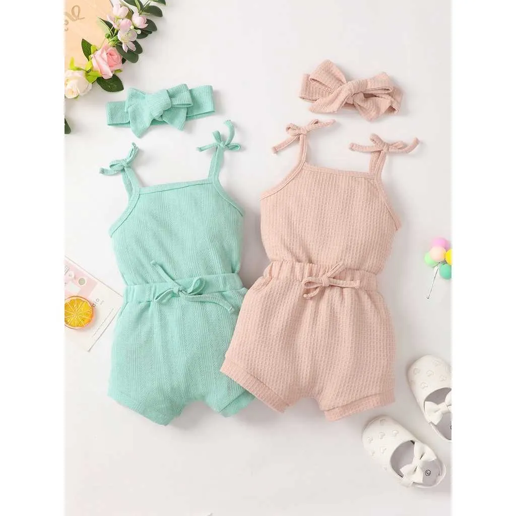 Clothing Sets 018Months Newborn Baby Girl Clothes Solid Sleeveless Clothing 3PCS Set Infant Baby Cotton Costume Lovely Baby Girl Outfit Z0321