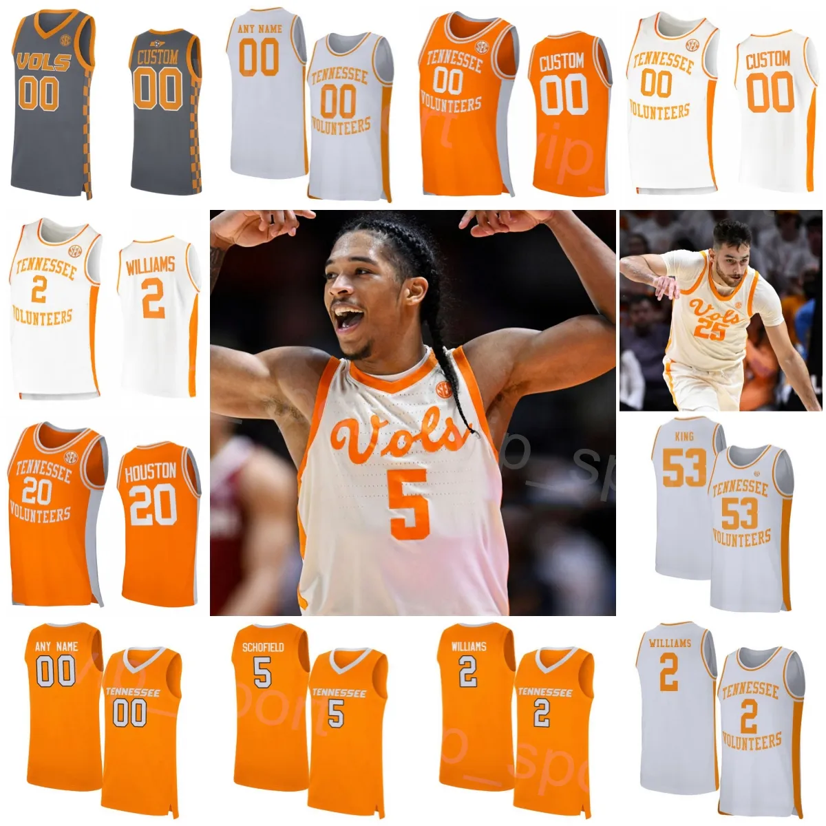 Tennessee Volunteers 1 Джош Ричардсон Баскетбольный колледж Джерси 5 Адмирал Шофилд 5 Крис Лофтон 53 Бернард Кинг 20 Аллан Хьюстон 2 Грант Уильямс, пришитый к NCAA