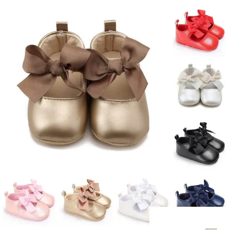 First Walkers Wonbo 018M Toddler Baby Girl Soft Pu Princess Shoes Bow Bandage Infant Prewalker New Born 2253 V2 Drop Delivery Kids Ma Dh16H